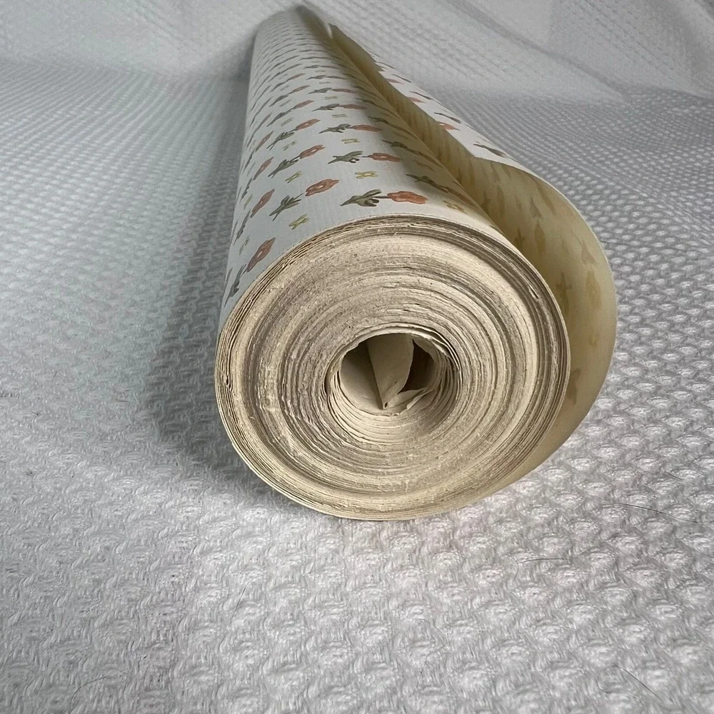 Vintage Lennon Wallpaper Co Floral Pre-Pasted Roll Orange Ditsy Flower 20.5 Inch